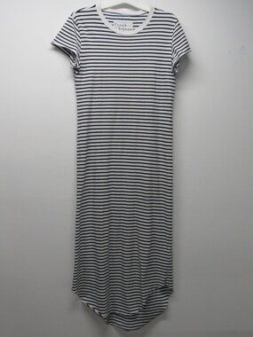 Frank & Eileen Harper Perfect Tee Maxi Dress Navy French Stripe sz M Rounded Hem